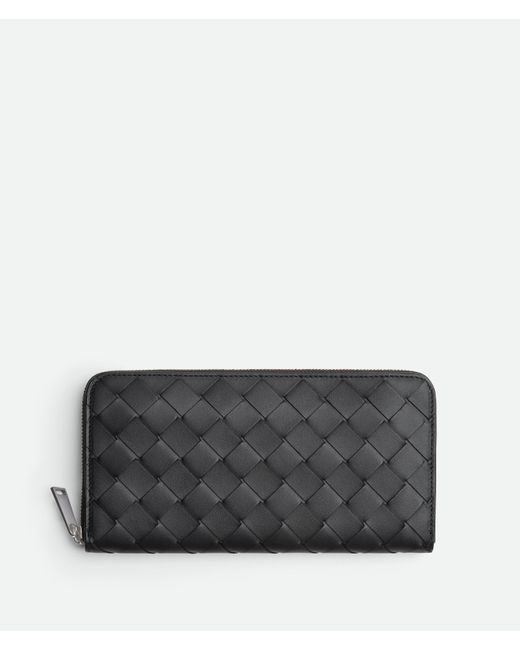 メンズ Bottega Veneta イントレチャート ジップアラウンドウォレット Gray