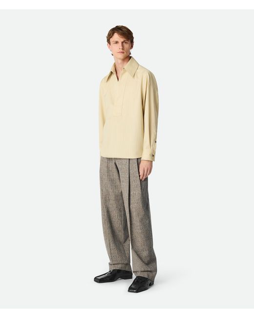 メンズ Bottega Veneta ウール サトル シェブロン シャツ Natural