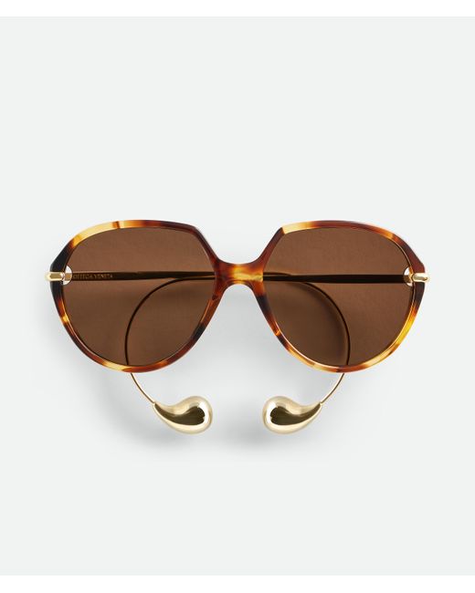 Bottega Veneta Brown Drop Squared Sunglasses