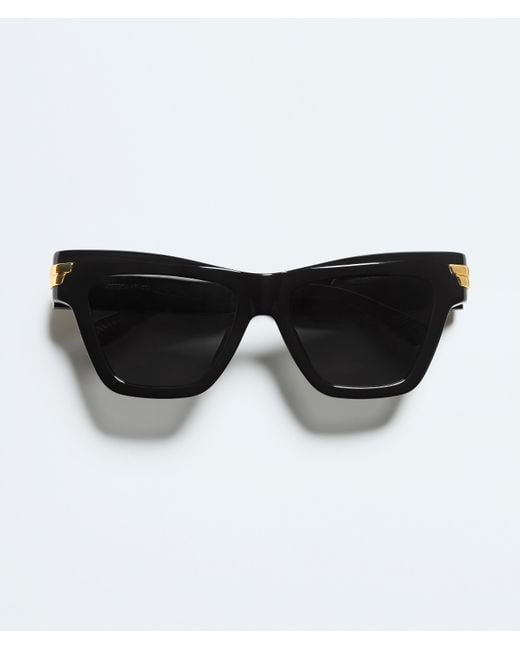 Bottega Veneta Black Mitre Cat Eye Sunglasses