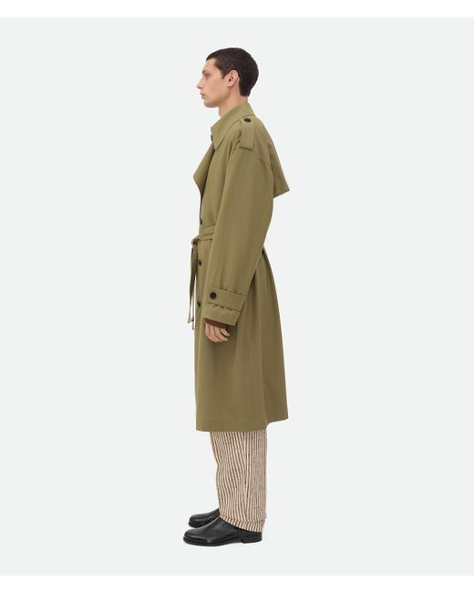 メンズ Bottega Veneta ファインウール トレンチコート Green