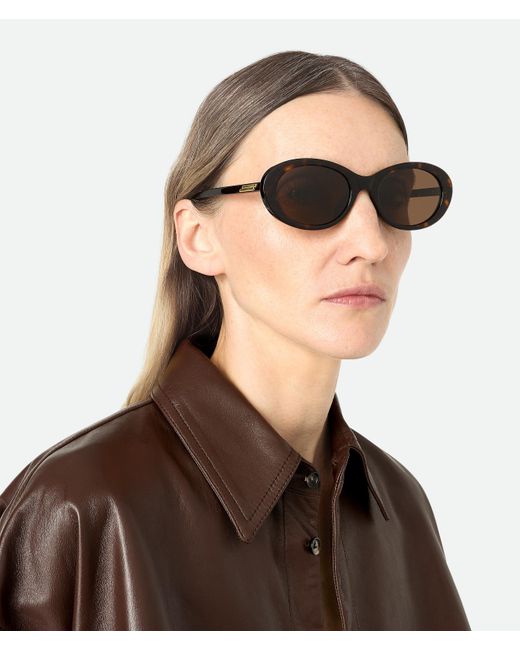 Bottega Veneta クラシック オーバル サングラス Brown