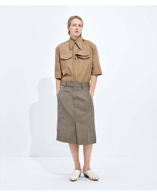 Bottega Veneta Natural Cotton And Silk Gabardine Skirt