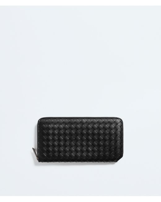 Bottega Veneta Black Intrecciato Piccolo Zip Around Wallet for men