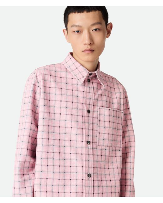メンズ Bottega Veneta プリントレザー シャツ Pink