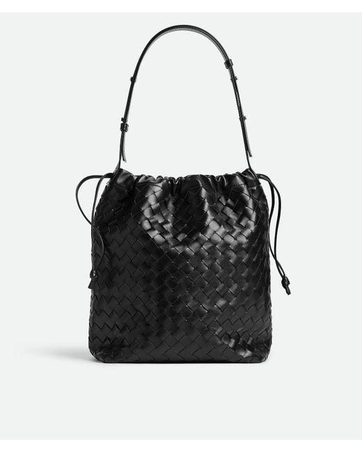 Bottega Veneta Black Intrecciato Biblioteca Bucket for men