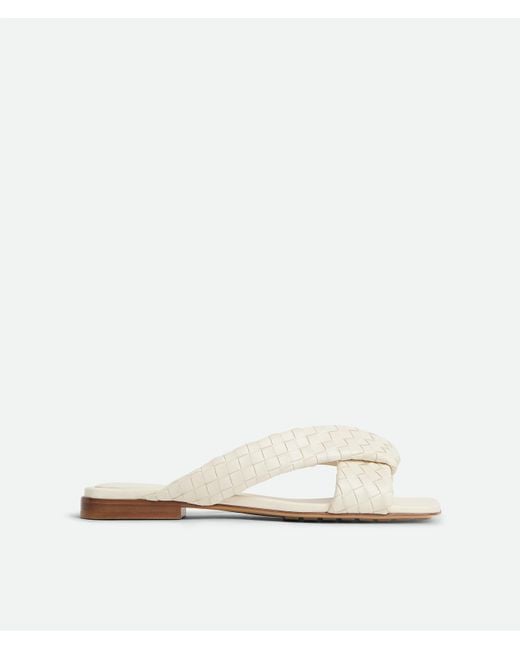 Bottega Veneta White Riva Flat Mule