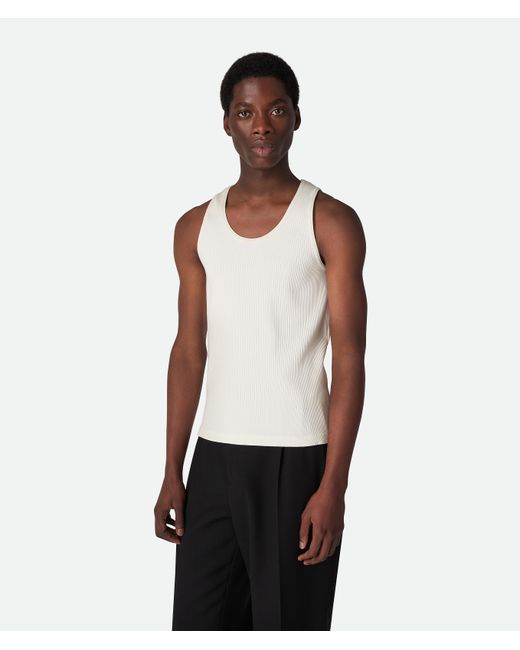Bottega Veneta Men's White Compact Cotton Rib Jersey Tank Top