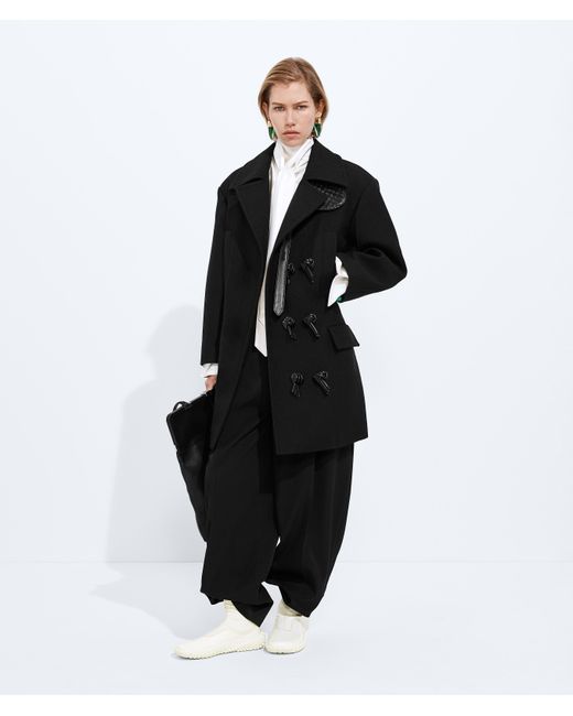 Bottega Veneta Black Wool And Nylon Pants