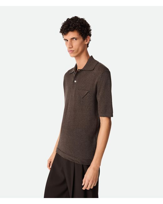 メンズ Bottega Veneta ライトリネン ポロ Black
