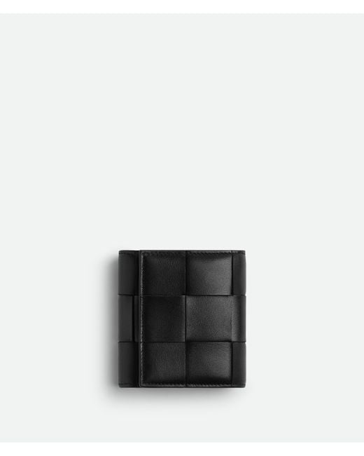 Portafoglio Cassette Tri-Fold Con Portamonete Origami di Bottega Veneta in Black