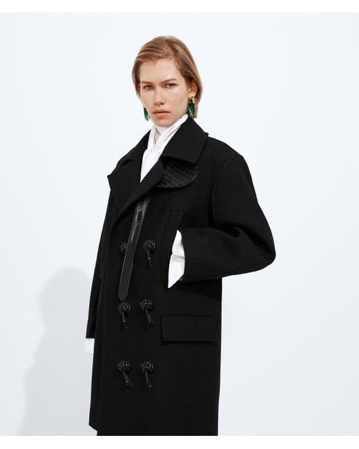 Bottega Veneta Black Wool And Mohair Gabardine Coat