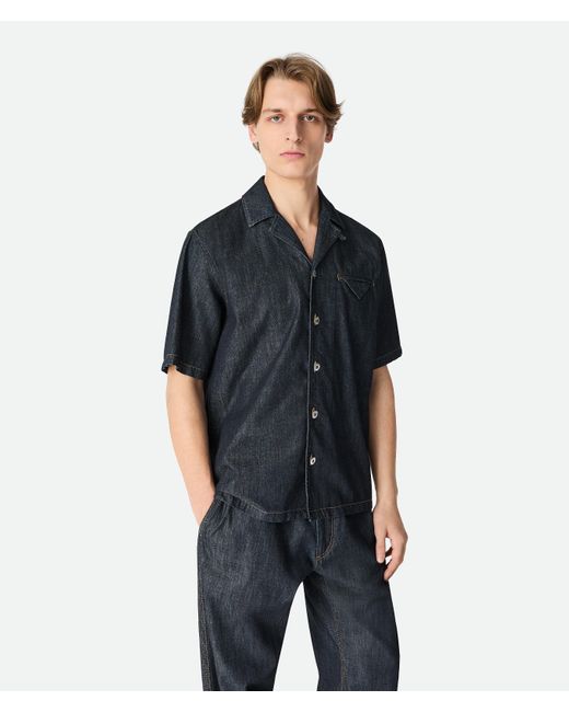 Bottega Veneta Black Rinsed Straight Denim Shirt for men