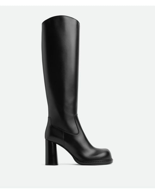 Black leather knee boots sale 2025