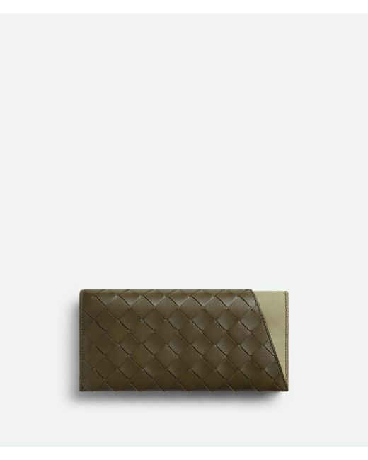 Bottega Veneta Green Intrecciato Oblique Long Wallet for men