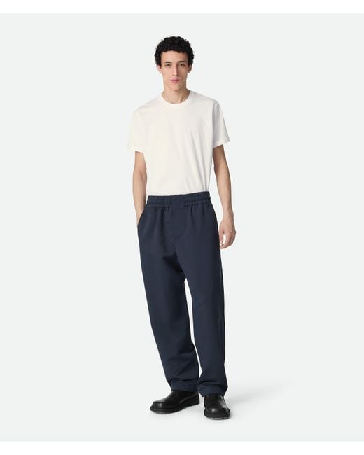 Bottega Veneta Hose Aus Seide Und Baumwolltwill in Blue für Herren