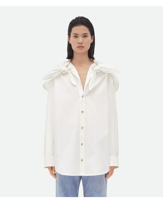 Bottega Veneta White Hemd Aus Kompakter Baumwolle Mit Knoten