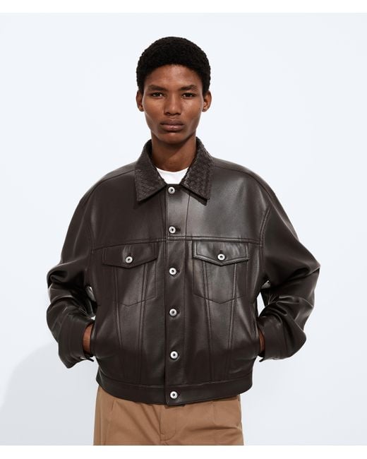 Bottega Veneta Black Leather Jacket for men