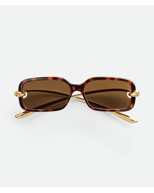 Bottega Veneta Brown Knot Rectangular Sunglasses