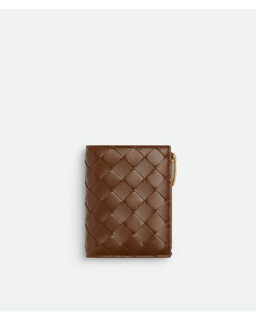 Bottega Veneta Brown Intrecciato Small Bi-Fold Wallet