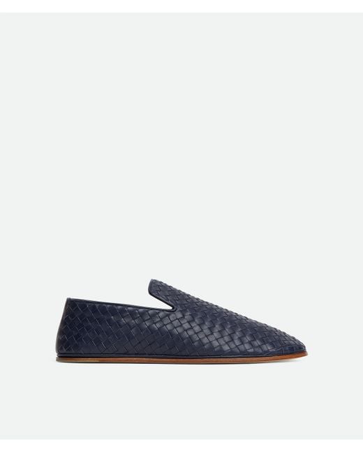 Bottega Veneta Blue Leather Intrecciato Sunday Slippers for men