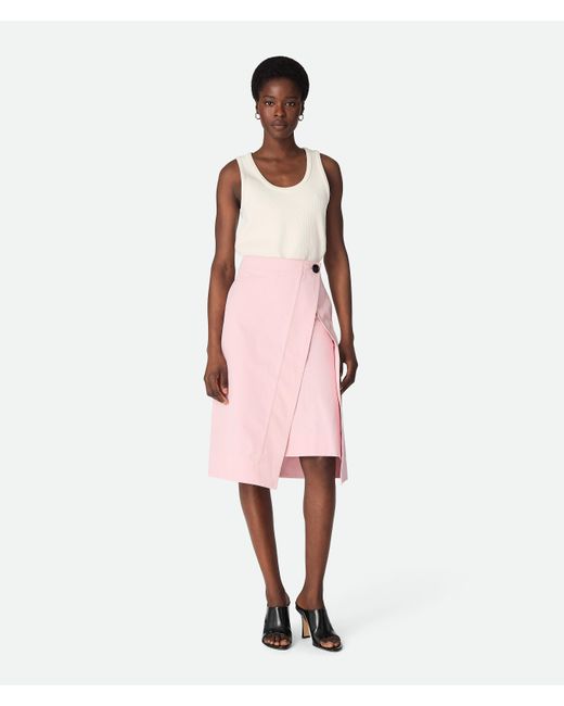 Bottega Veneta Cotton Twill Skirt in Pink | Lyst
