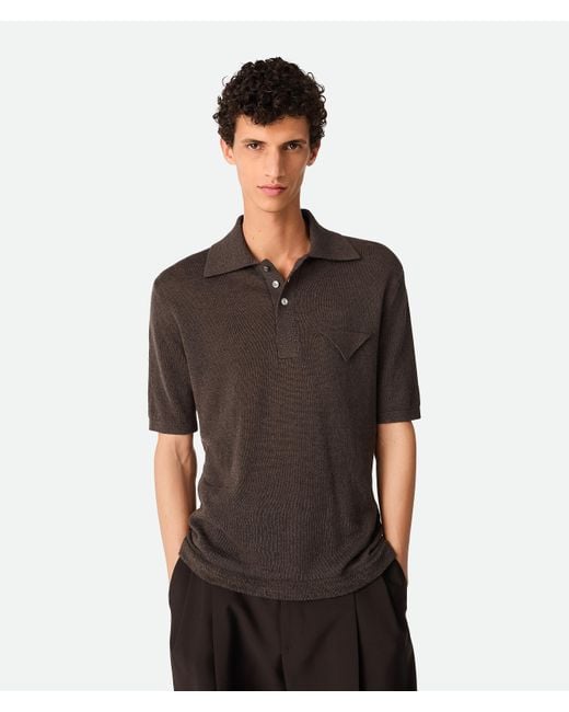 メンズ Bottega Veneta ライトリネン ポロ Black