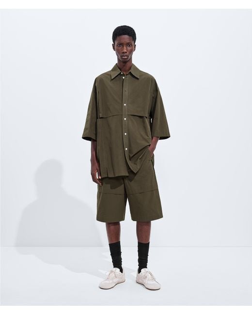 Bottega Veneta Green Macro Intreccio Cotton Shorts for men