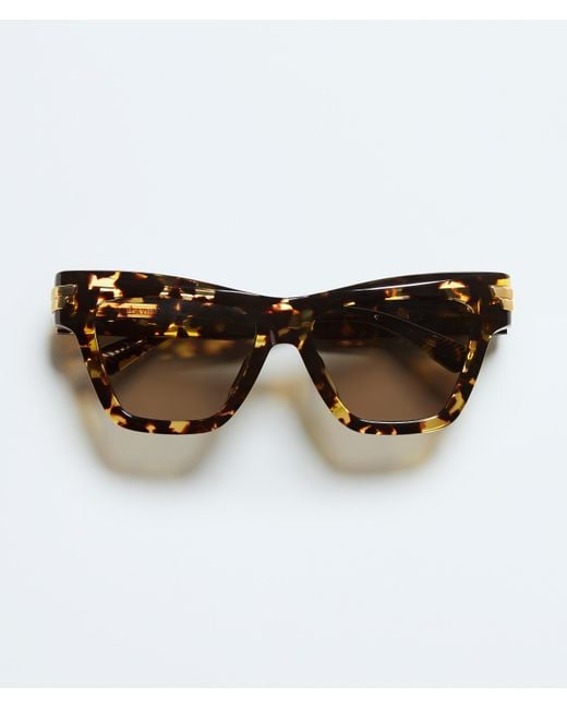 Bottega Veneta Brown Mitre Cat Eye Sunglasses