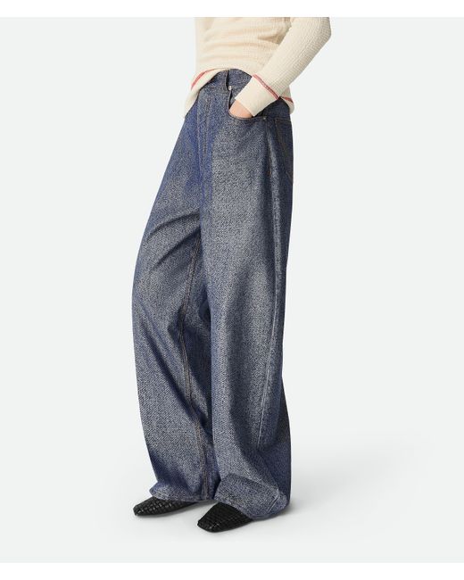 Bottega Veneta デニム ジャカード ワイドレッグパンツ Blue