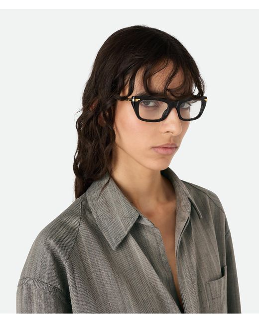 Bottega Veneta Black Classic Rectangular Eyeglasses