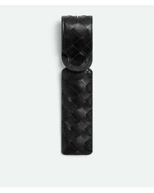 Bottega Veneta Black Intrecciato Long Tag Holder for men