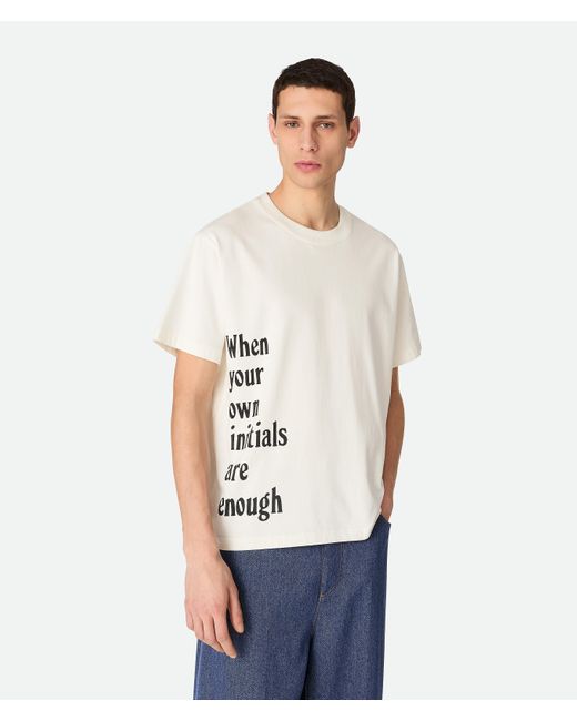 Bottega Veneta White Cotton Printed Jersey T-Shirt for men