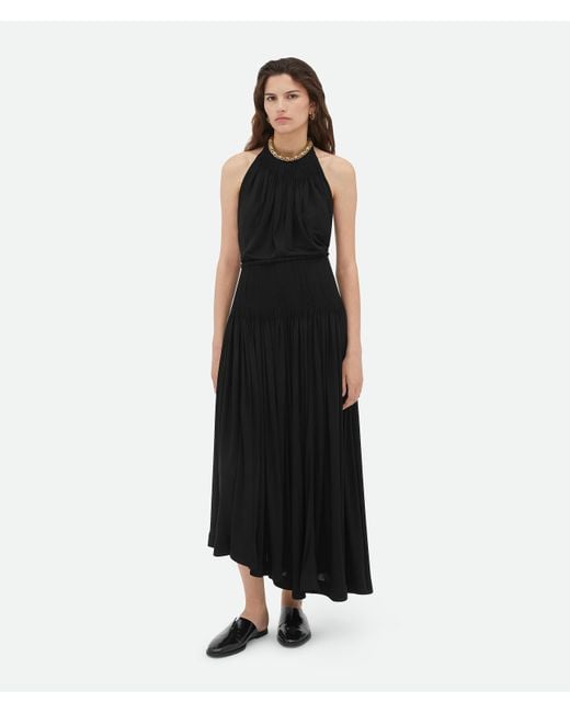 Bottega Veneta Black Light Viscose Jersey Plisse Dress