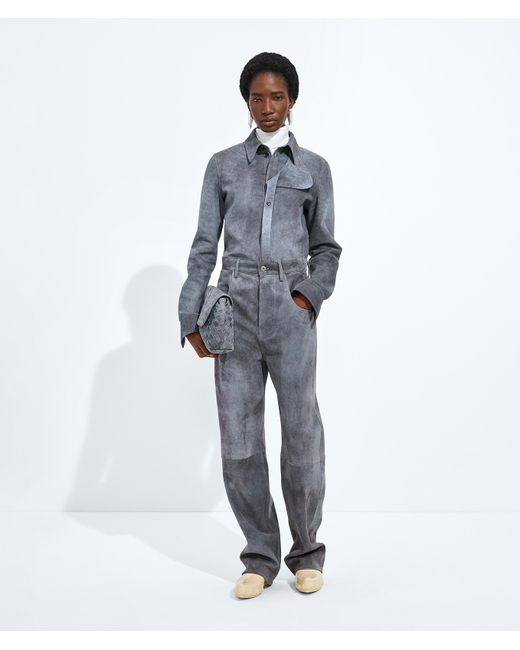 Bottega Veneta Blue Cloudy Suede Pants