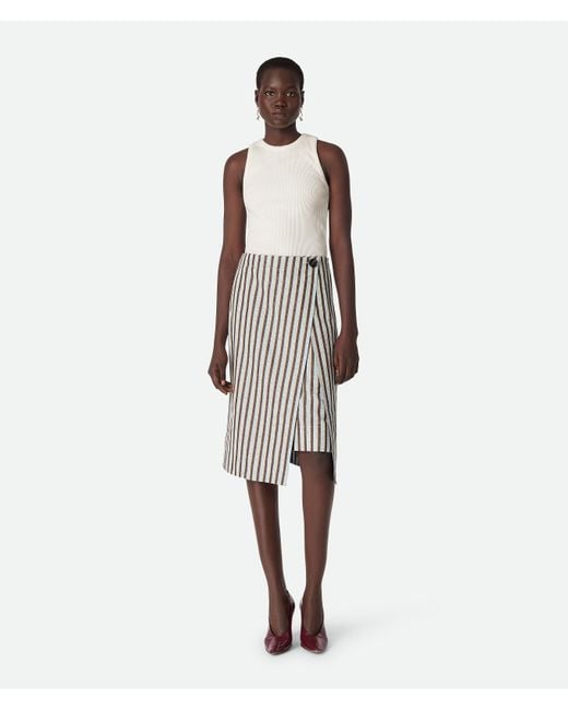 Gonna A Righe di Bottega Veneta in Bianco Lyst