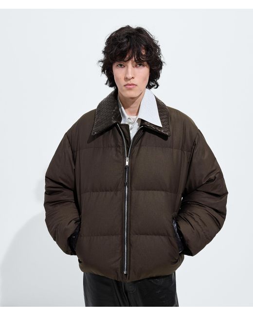 Bottega Veneta Brown Cotton And Nylon Twill Puffer Jacket for men