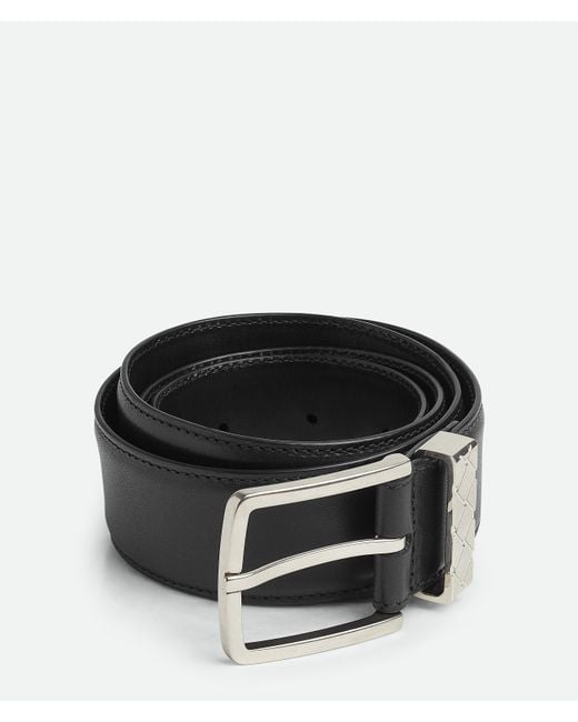 Bottega Veneta Black Intreccio Loop Belt for men