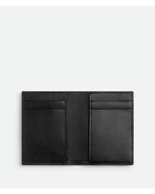 メンズ Bottega Veneta イントレチャート スリム フラップカードケース Black