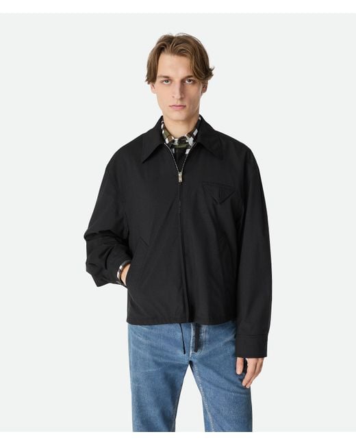 Bottega Veneta Black Fine Wool Kimono Blouson for men