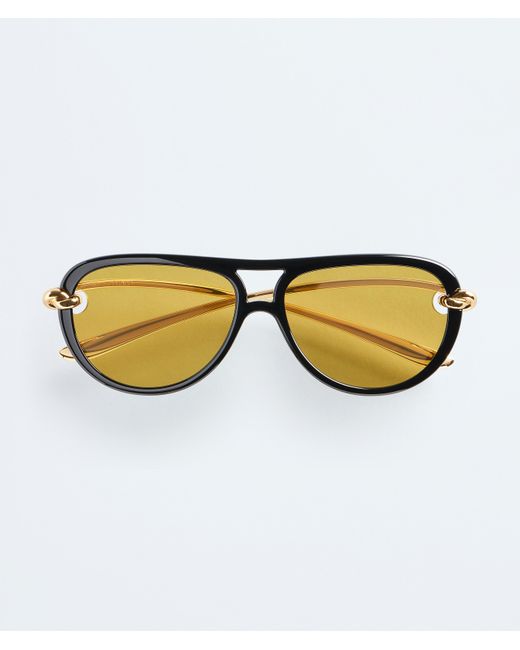 Bottega Veneta Yellow Knot Aviator Sunglasses