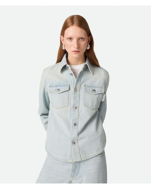 Bottega Veneta Gray Extra Bleached Denim Shirt