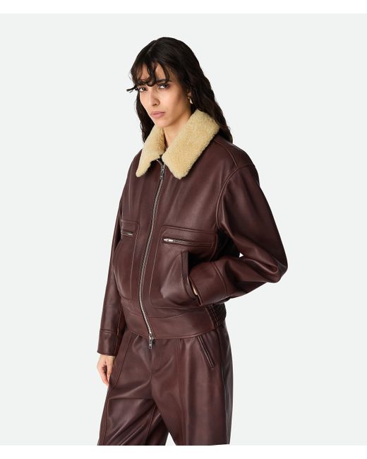 Bottega Veneta Brown Gepolsterter Lederblouson