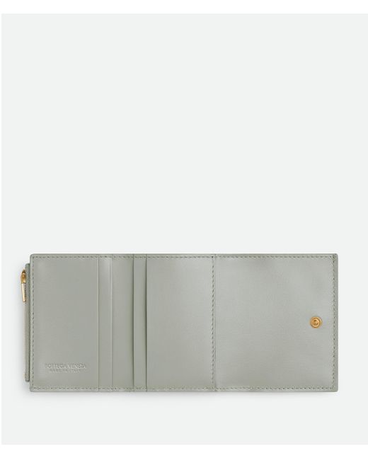 Bottega Veneta イントレチャート 三つ折りファスナーウォレット White
