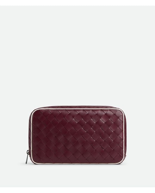 メンズ Bottega Veneta イントレチャート ミディアム ファスナーポーチ Purple