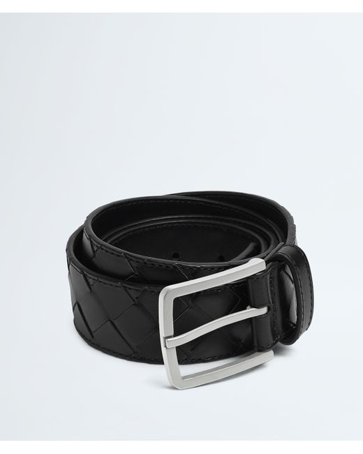 Bottega Veneta Black Intrecciato Leather Belt for men