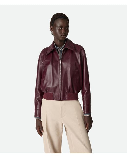 Bottega Veneta Red Leather Blouson