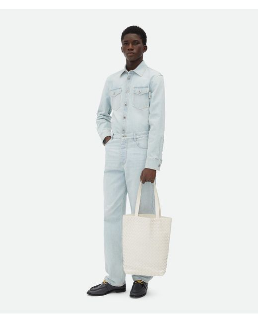 Bottega Veneta メンズ ホワイト スモール イントレチャート トート 