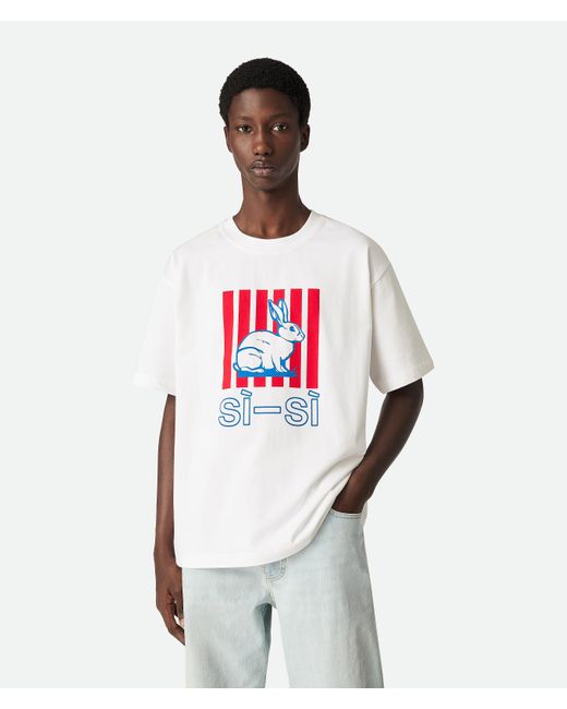 T-shirt En Jersey De Coton Imprimé Bottega Veneta pour homme en coloris White