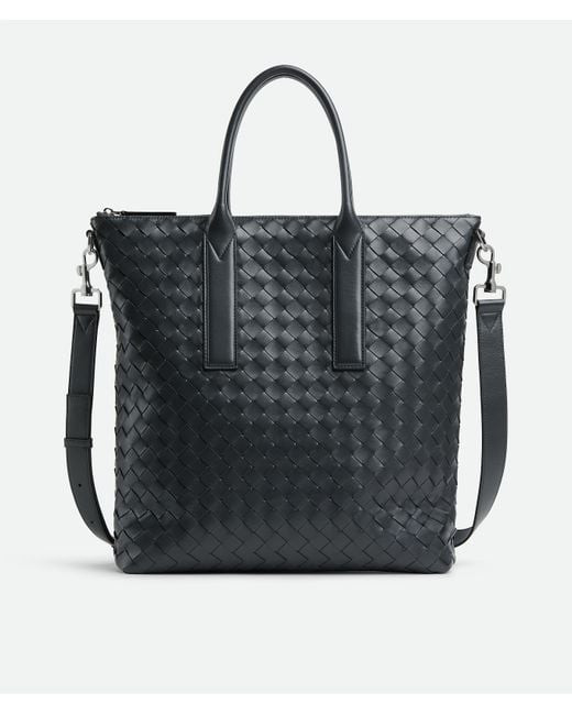 Bottega Veneta Black Intrecciato Zipped North-South Tote for men